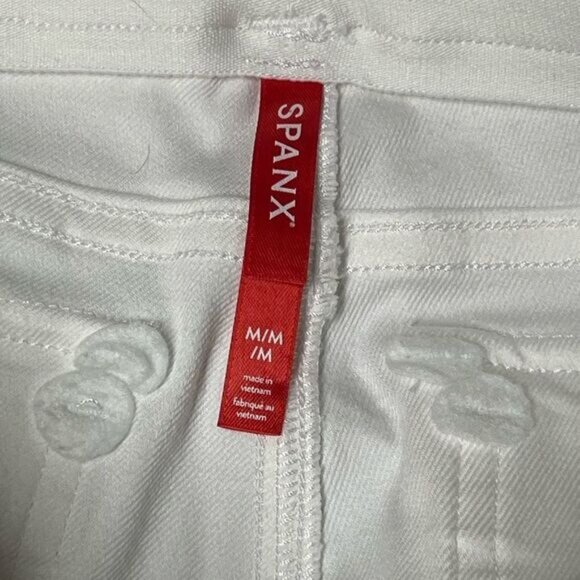 New Spanx Stretch Twill Cropped Wide Leg White Sz M - Picture 8 of 10